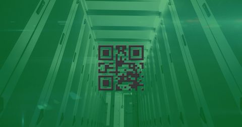 Glowing Green QR Code with Computer Servers in Digital Security Scene - Download Free Stock Images Pikwizard.com