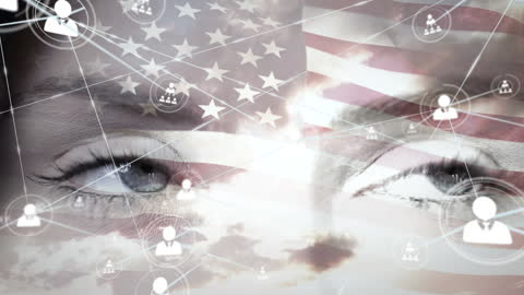 Digital Connections and USA Flag Illustrating Freedom and Communication