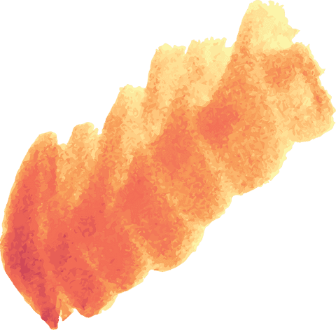 Abstract watery orange paint on textured transparent background