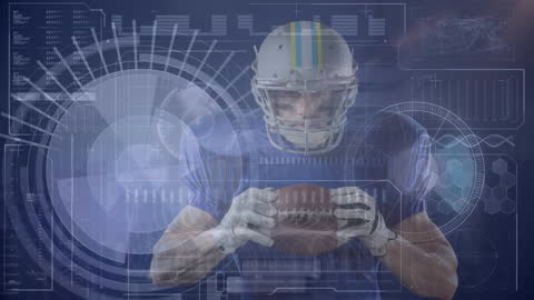Futuristic Football Player with Data Visualization