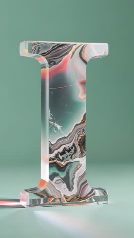 Rotating Glass Sculpture Revealing Marbled Core in Vertical Studio Art Video