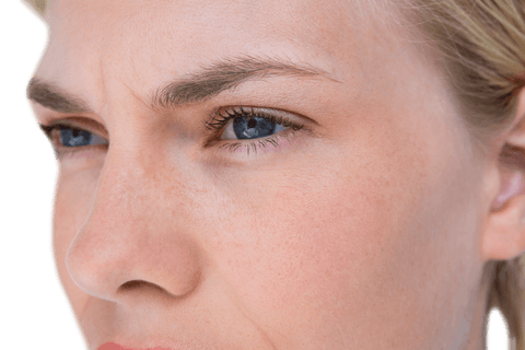 Close-Up of Woman Looking Away with Determined Expression on Transparent Background