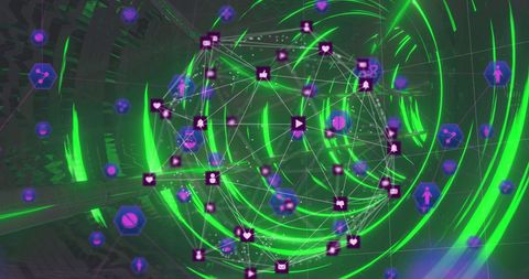 Glowing Digital Network Sphere in Luminous Tunnel - Download Free Stock Images Pikwizard.com