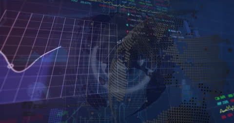 Globe and Financial Data in Digital Space Animation