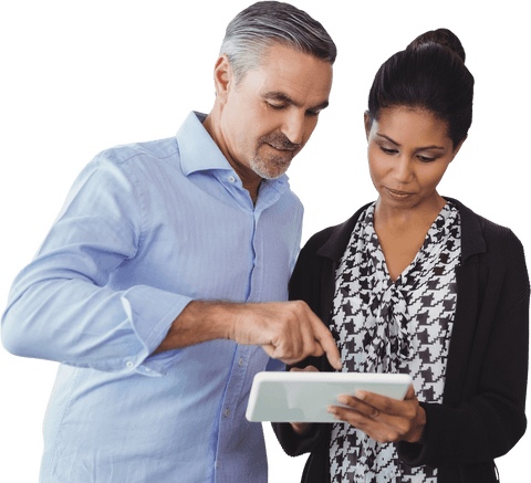 Colleagues Collaborating Interactively on Tablet Inside Office - Download Free Stock Videos Pikwizard.com