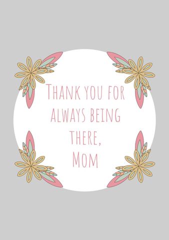 Thank You Mom Floral Accent Card Design - Download Free Stock Templates Pikwizard.com