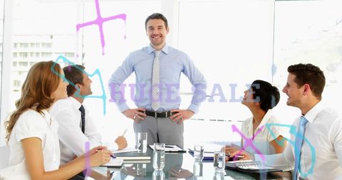 Digital Mixed Media Office Teams Concept with Promotional Sales Message - Download Free Stock Images Pikwizard.com