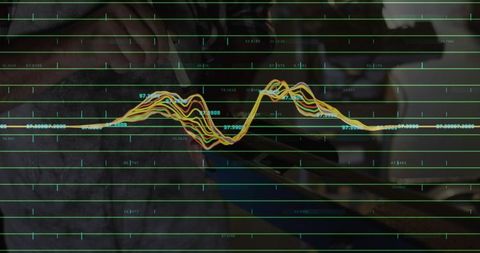 Data Analyst Examining Complex Patterns on Tablet Screen
