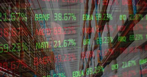 Digital Data Overlay on Warehouse Stock Analysis - Download Free Stock Images Pikwizard.com