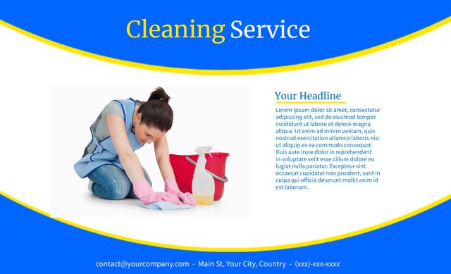 Professional Cleaning Service Ad with Woman Scrubbing Floor - Download Free Stock Templates Pikwizard.com