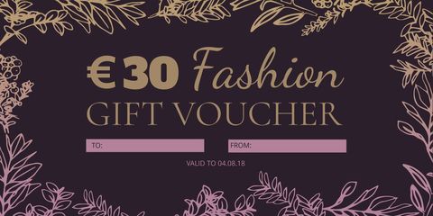 Elegant €30 Fashion Gift Voucher with Botanical Design - Download Free Stock Templates Pikwizard.com
