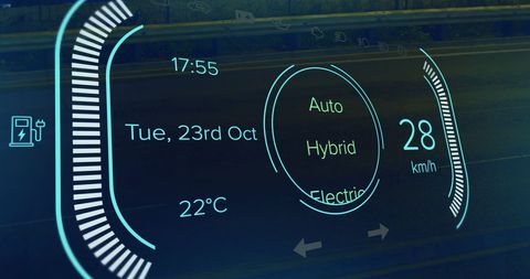 Futuristic Car Dashboard Interface Displaying Energy Mode