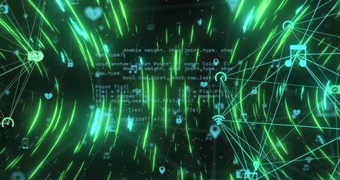 Futuristic Digital Code and Communication Network Animation