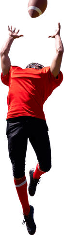 Athlete Reaching for Football on Transparent Background