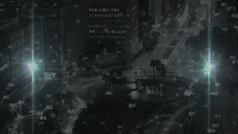 Futuristic Digital Interface with Cityscape and Data Overlays