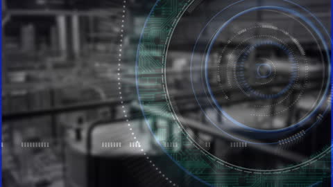 Futuristic Data Interface in Modern Warehouse