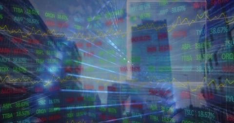 Woman Trader Analyzing Financial Charts in Office Setting