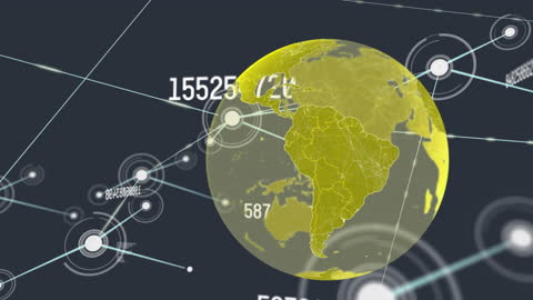 Digital Network Animation Surrounding Earth Globe