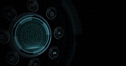 Digital Fingerprint Illustration with Cybersecurity Icons and Dark Background - Download Free Stock Images Pikwizard.com