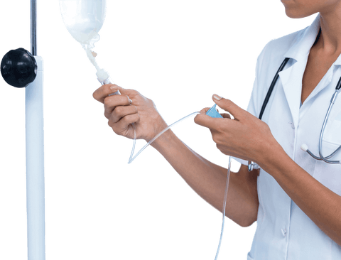 female doctor adjusting transparent iv drip in hospital setting - Download Free Stock Videos Pikwizard.com