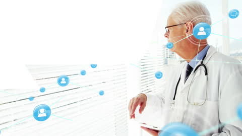 Doctor Analyzing Medical Network Connections