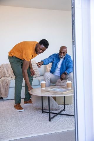 Father and Son Bonding in Cozy Living Room