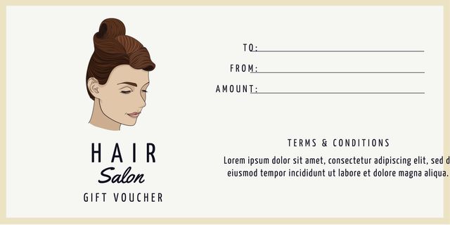 Elegant Hair Salon Gift Voucher Template with Minimalist Design - Download Free Stock Templates Pikwizard.com