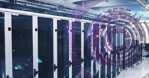 Futuristic Data Center with Digital Overlay and Advanced Servers - Download Free Stock Images Pikwizard.com