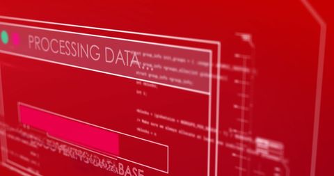 Digital Data Processing on Red Abstract Interface - Download Free Stock Images Pikwizard.com