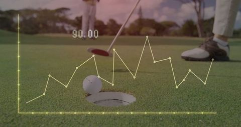Golf Ball Balancing on Hole Edge with Analytics Graph Overlay