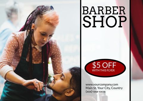 professional barber grooming client with discount offer - Download Free Stock Templates Pikwizard.com