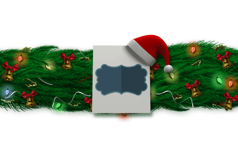 Festive Transparent Christmas Garland with Santa Hat and Bells