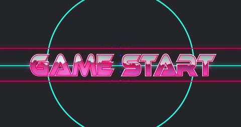 Retro Game Start Screen with Neon Colors