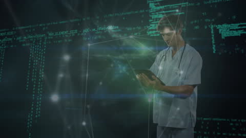 Medical Professional Using Technology Interface in Digital Network Environment