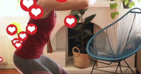 Active lifestyle influencer sharing home workout routine