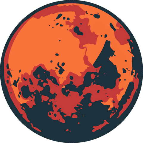 Stylized planet sphere with molten surface on transparent background