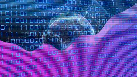 Digital World with Binary Code Overlay