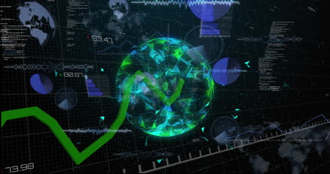 Abstract Digital Globe with Data Visualization and Networks