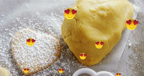 Heart-Shaped Cookie Dough with Love Emojis Overlay - Download Free Stock Images Pikwizard.com