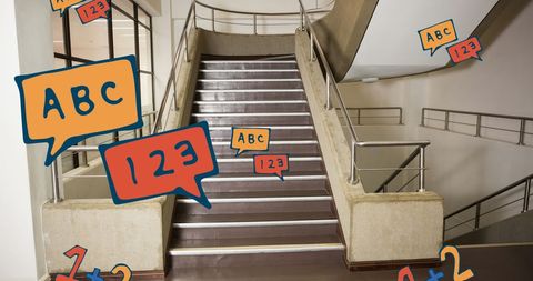 Education Concept with School Icons on Stairs - Download Free Stock Images Pikwizard.com