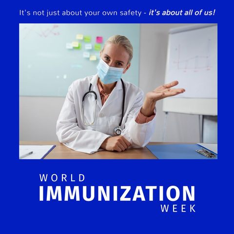 Female Doctor Promoting World Immunization Week Wearing Mask - Download Free Stock Templates Pikwizard.com