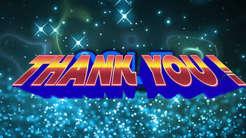 Vibrant Thank You Text with Sparkling Stars Background