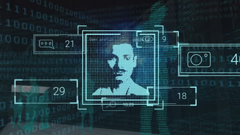 Digital Identity Scan Concept with Avatar and Data Interface