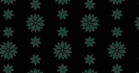 Geometric green floral pattern on black background