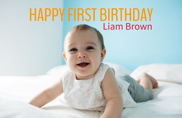 Joyful Baby Celebrating First Birthday with Happy Smile and Cheerful Expression - Download Free Stock Videos Pikwizard.com