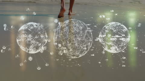 Digital Globe Network Spin with Futuristic Data Visualization