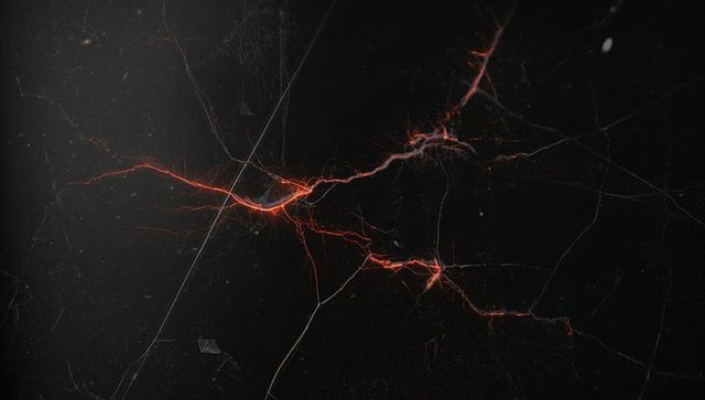 Futuristic Glowing Red Lightning on Dark Textured Surface