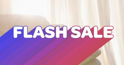 Retro Flash Sale Banner Over Cozy Sunlit Sofa