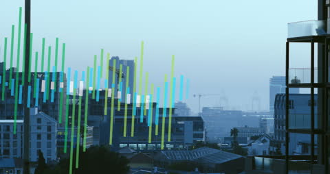 Animated Statistical Data Overlays on Modern City Skyline