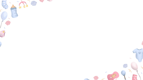 Decorative transparent baby border background with pastel baby items